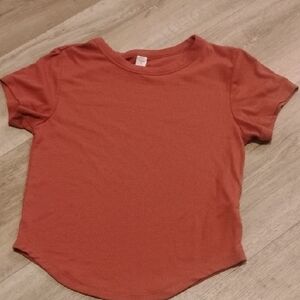 Orange /Brown Cropped Short Sleeve Tee Casual Cotton